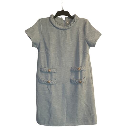 NWOT Women's Light Blue Retro Style Dress Back Zipper 50's Vibes Size Medium - Picture 1 of 6